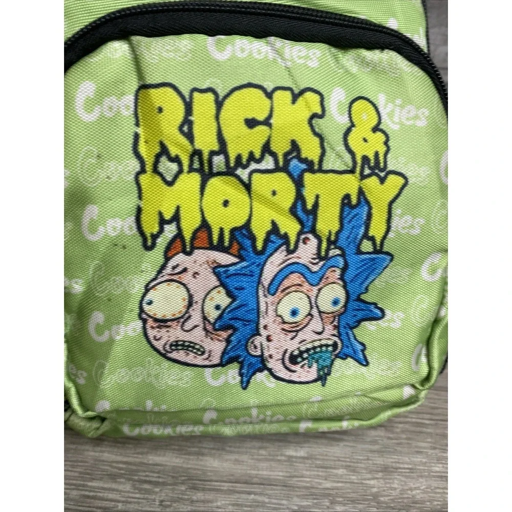 Cookies Rick & Morty Green/Black Small Crossbody Sling Bag Zip Pockets Strap